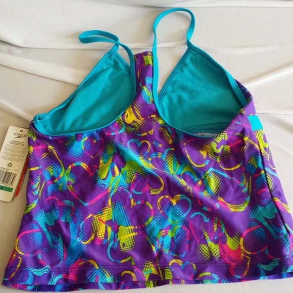 Speedo Youth Tankini Top Multi Color Racer Back - Picture 2 of 5